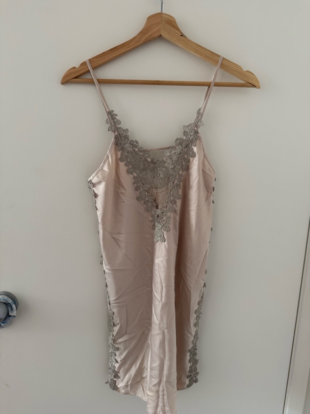 Flora Nikrooz Rose Blush Satin Slip with Silver Lace